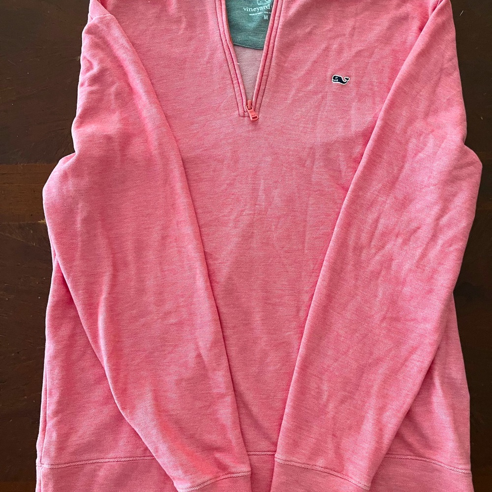 Vineyard Vines men’s long sleeve half zip pink shirt